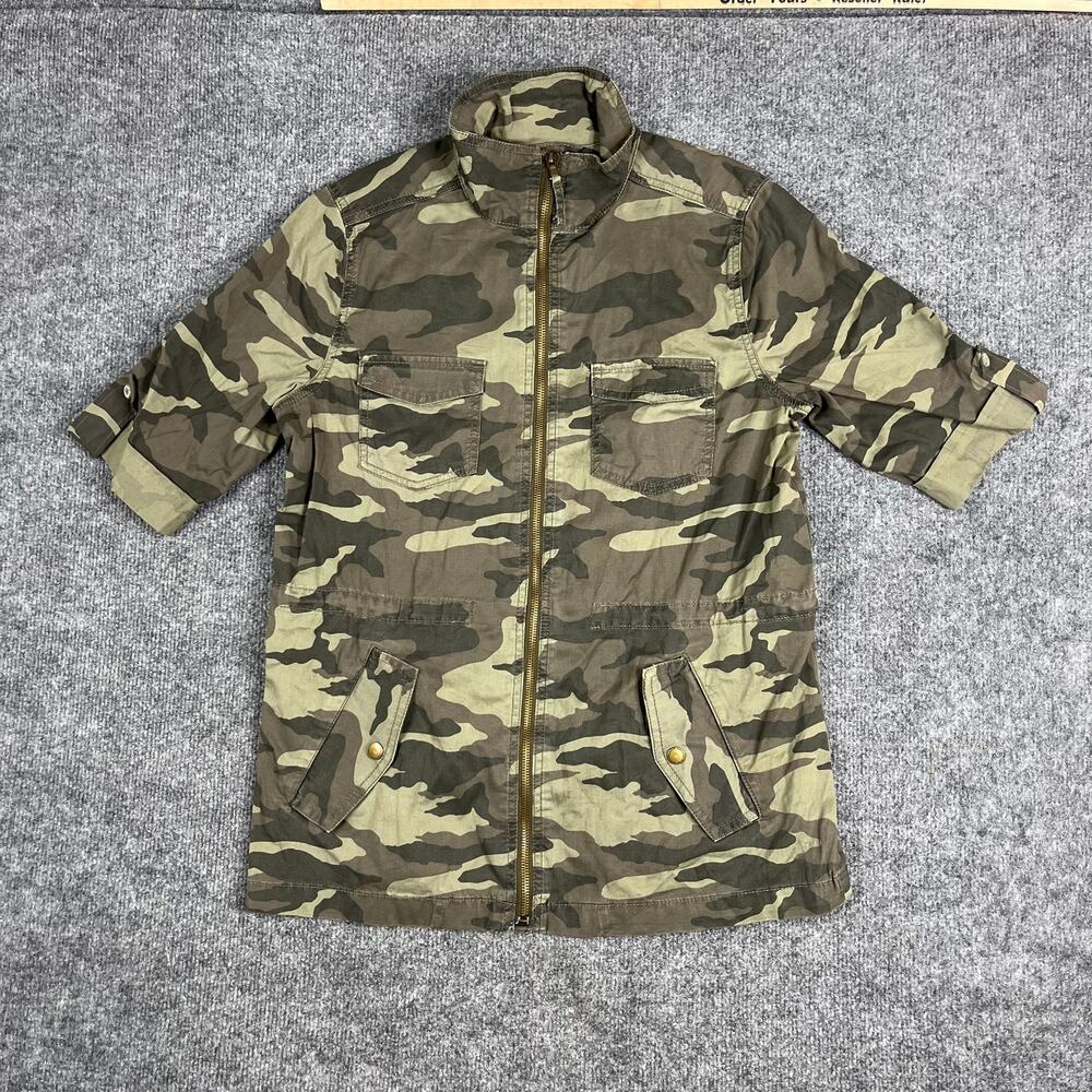 Sonoma Jacket‎ Womens Medium Camo Military Utility Zip Front Field Coat Casual